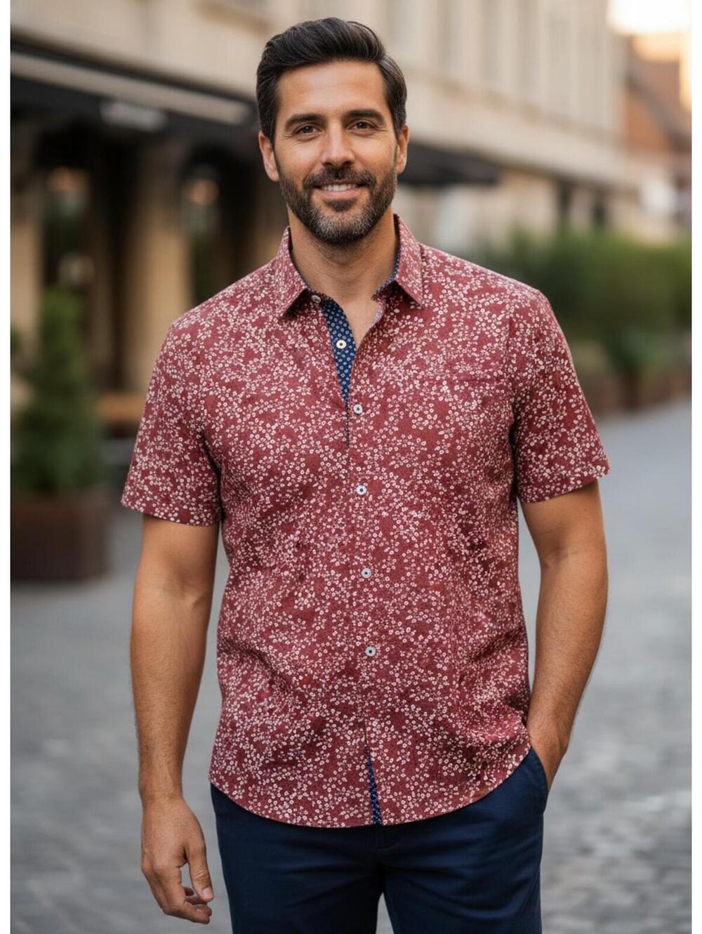 Ted Baker Floral Shirt Short Sleeve Button Down British Quirky Size 6 US 2XL